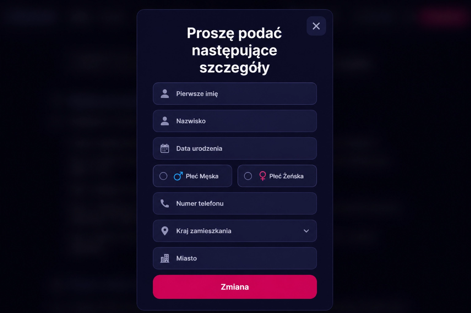 NV Casino code wprowadzenie danych osobowych krok 3